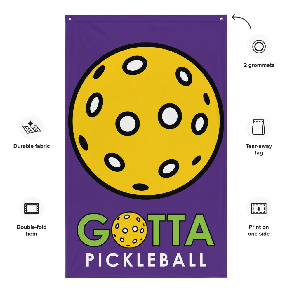 Banner/Flag: PICKLEBALL WITH GOTTA PICKLEBALL LOGO INDIGO DARK PURPLE