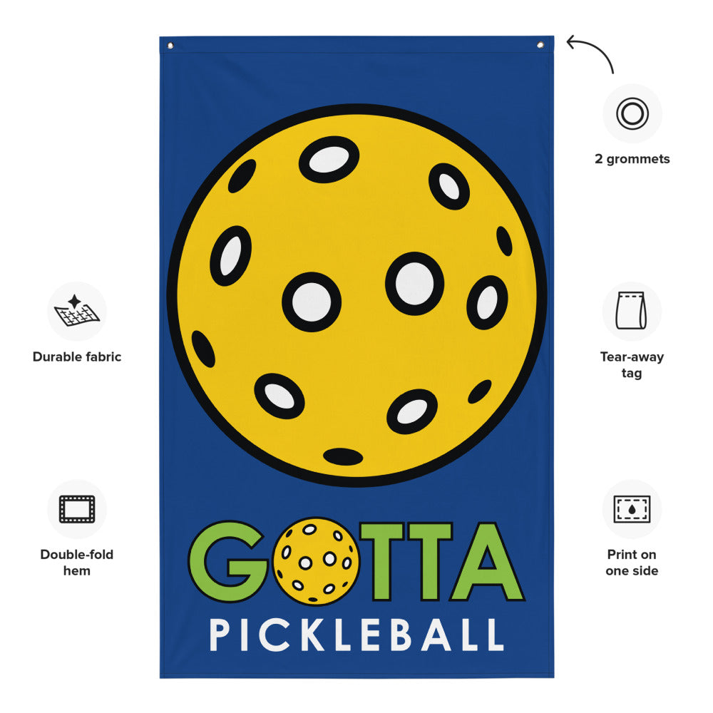 Banner Flag: PICKLEBALL WITH GOTTA PICKLEBALL LOGO CERULEAN BLUE