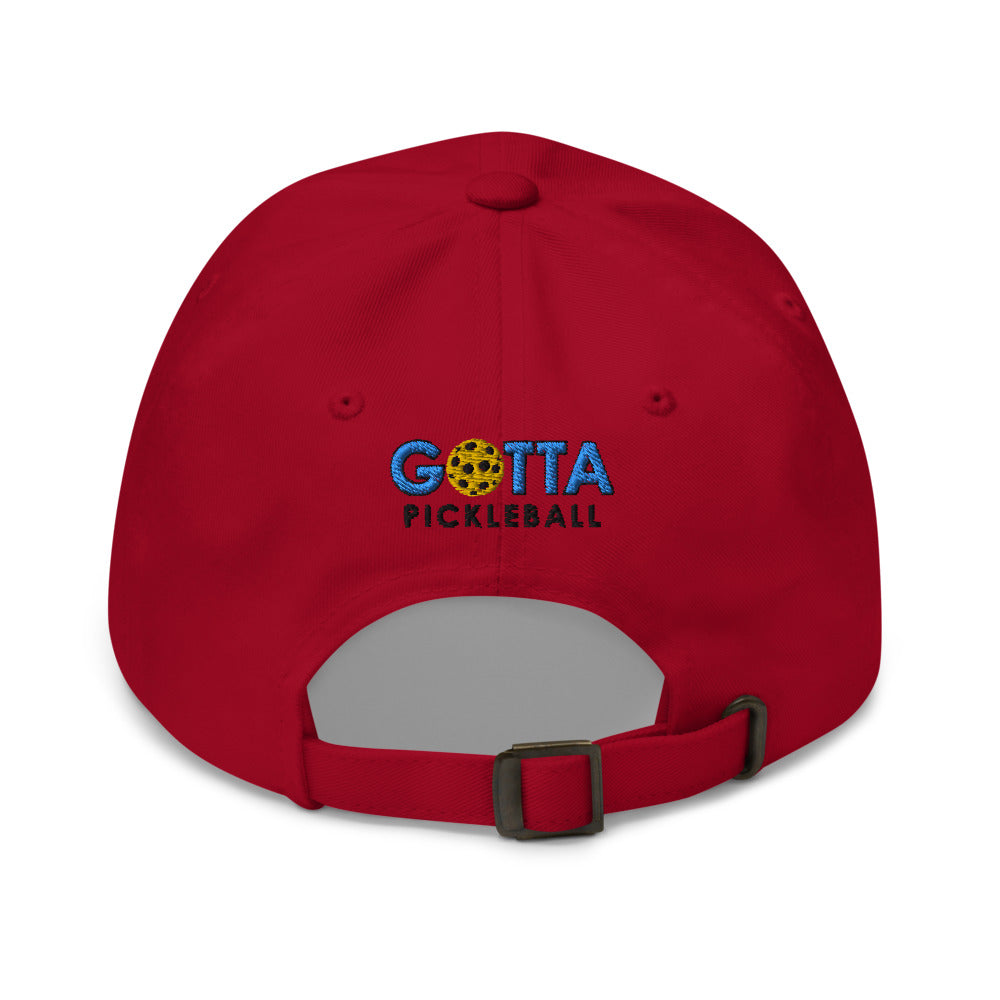 pickleball hat cap gotta pickleball on back Ozzie the pickleball player with pickleball on front embroidered Pickleball hat red