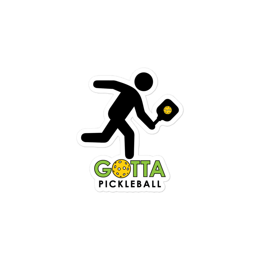 Bubble-free sticker: PICKLEBALL PLAYING MASCOT OZZIE WITH GOTTA PICKLEBALL (3 sizes)