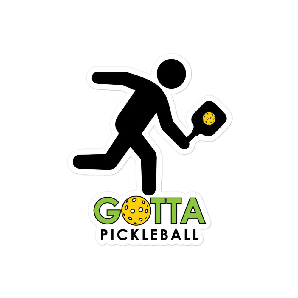 Bubble-free sticker: PICKLEBALL PLAYING MASCOT OZZIE WITH GOTTA PICKLEBALL (3 sizes)