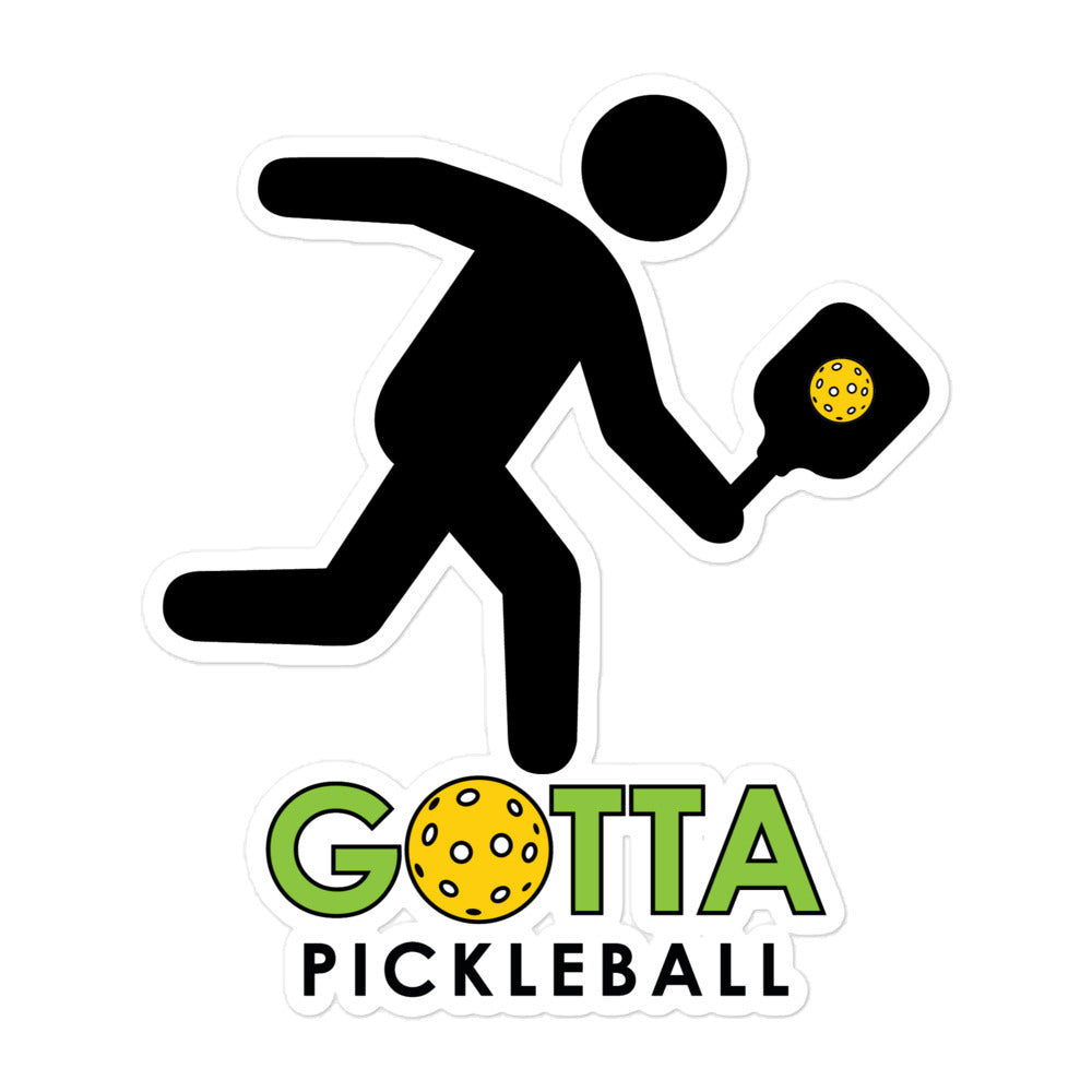 Bubble-free sticker: PICKLEBALL PLAYING MASCOT OZZIE WITH GOTTA PICKLEBALL (3 sizes)