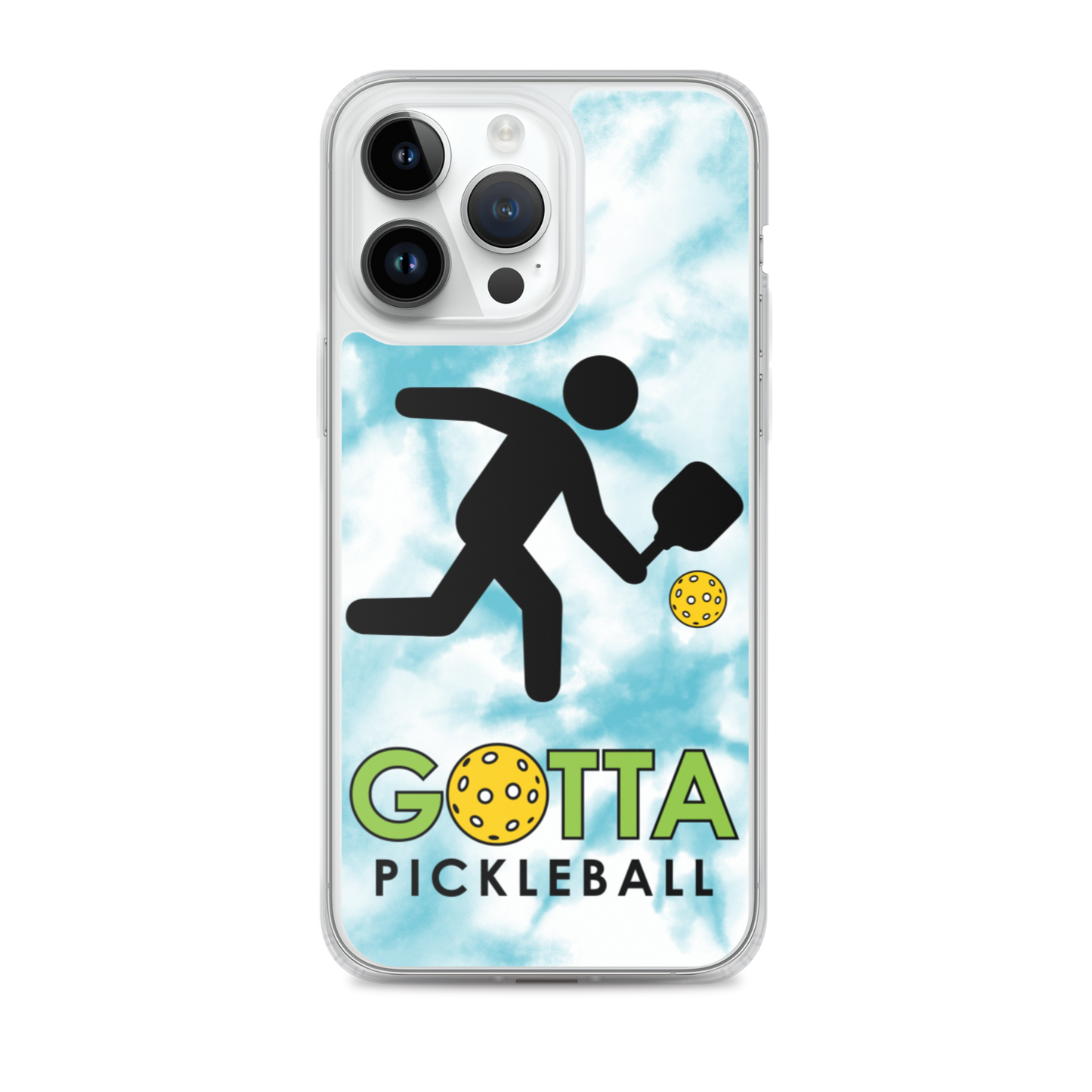 iPhone Case: GOTTA PICKLEBALL WITH OUR MASCOT OZZIE TIE DYE LIGHT BLUE