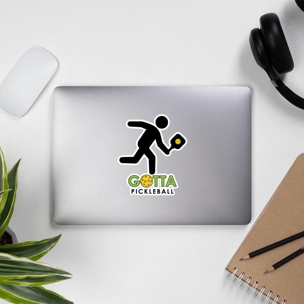 Bubble-free sticker: PICKLEBALL PLAYING MASCOT OZZIE WITH GOTTA PICKLEBALL (3 sizes)
