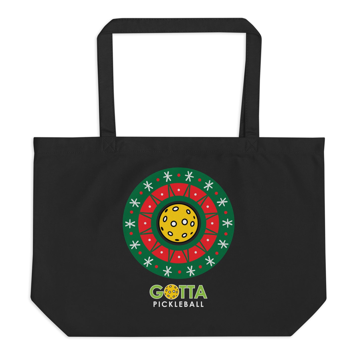 Large organic tote bag: HOLIDAY CHRISTMAS WREATH