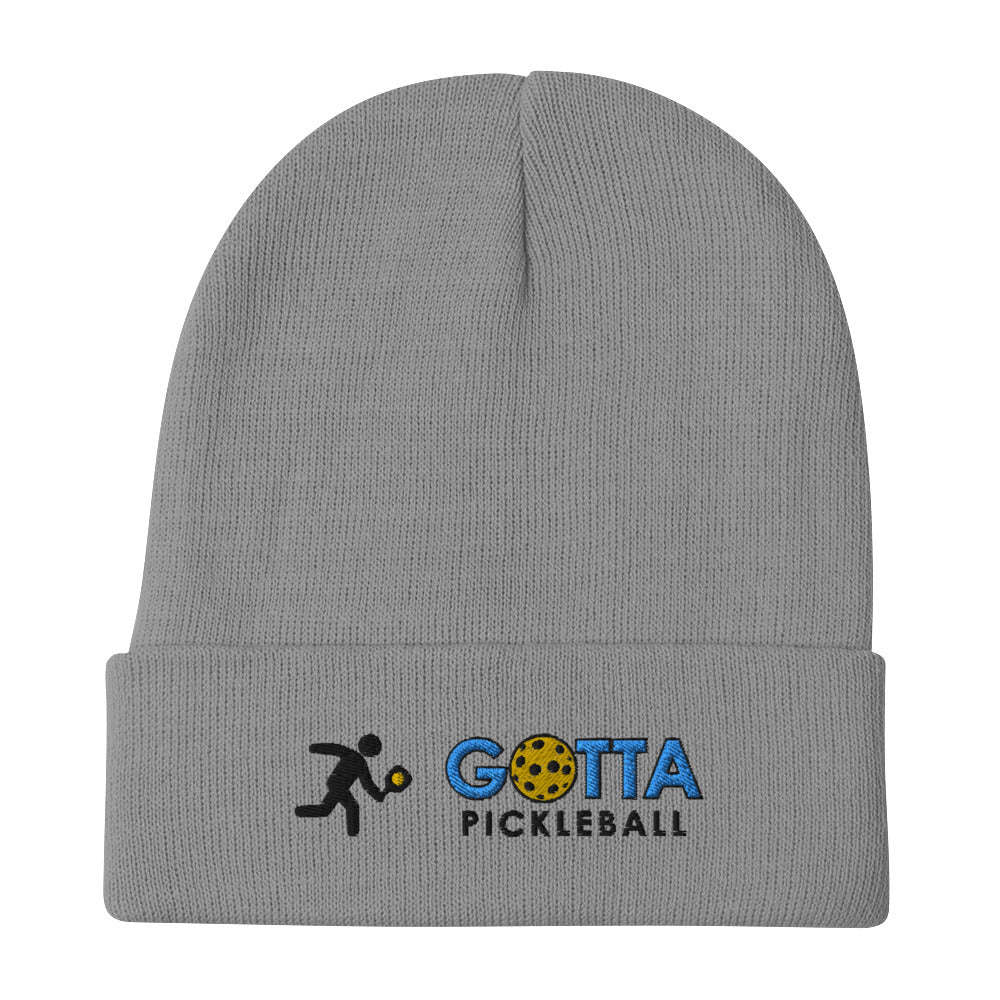 pickleball beanie knit hat with embroidered pickleball player and gotta pickleball