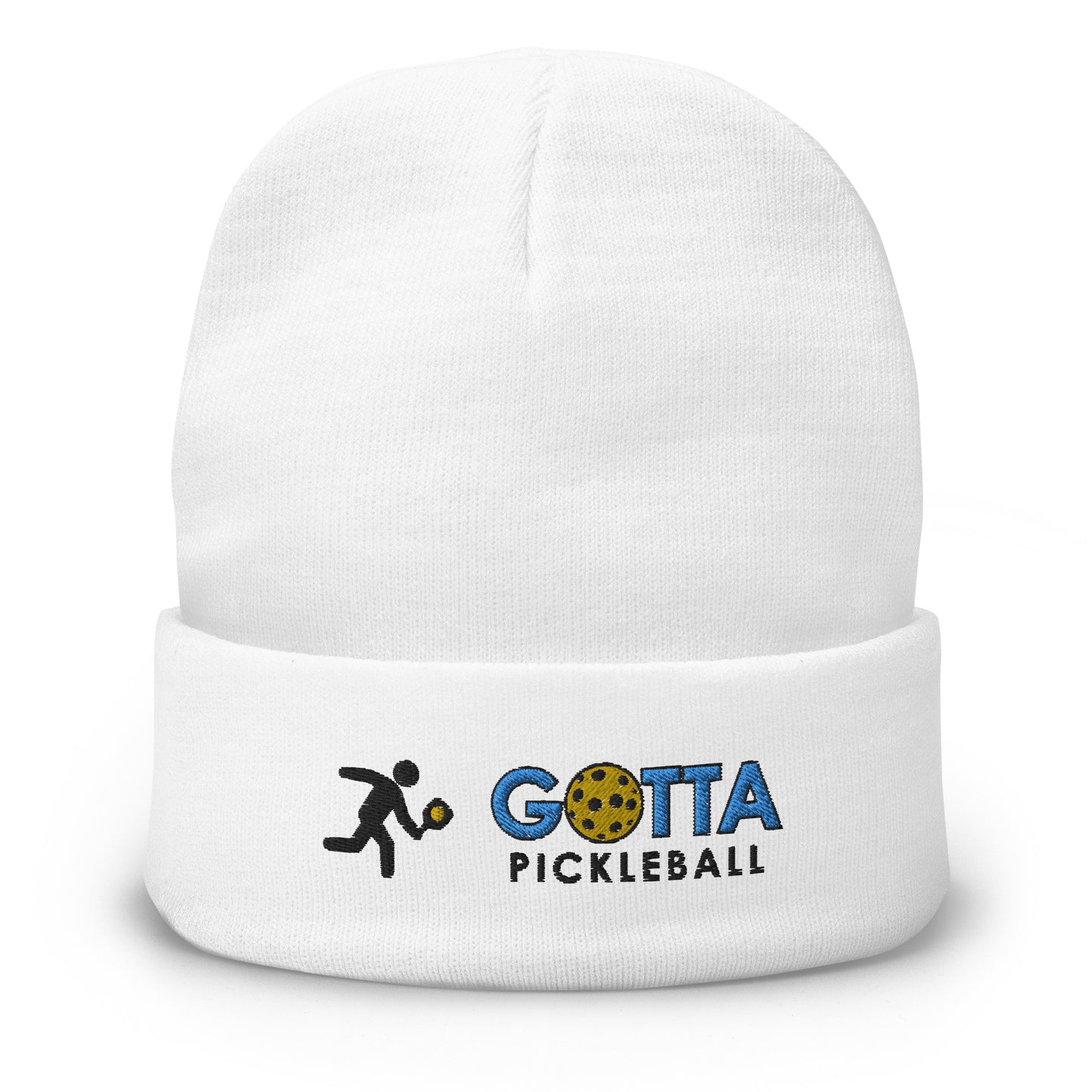 pickleball beanie knit hat with embroidered pickleball player and gotta pickleball