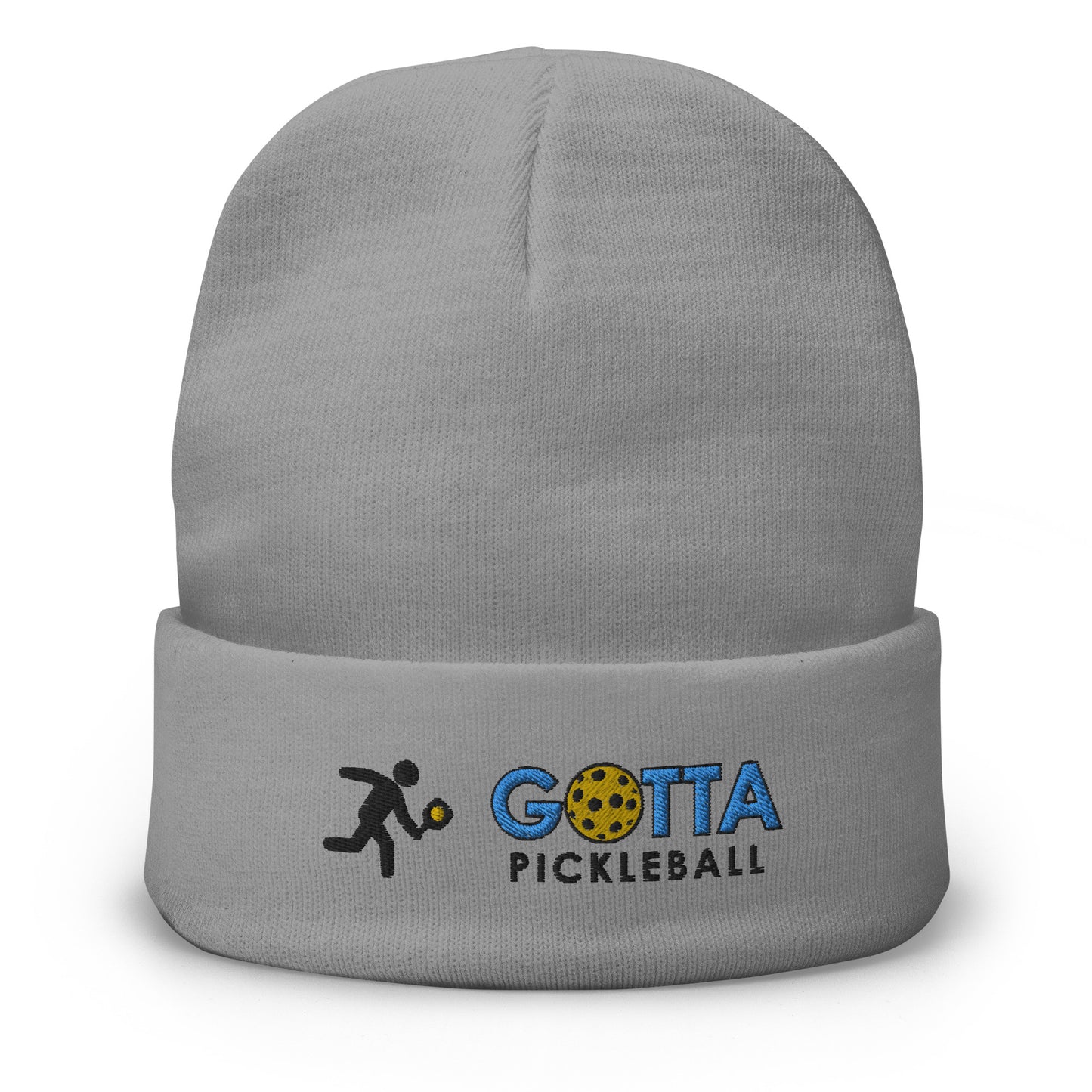 pickleball beanie knit hat with embroidered pickleball player and gotta pickleball