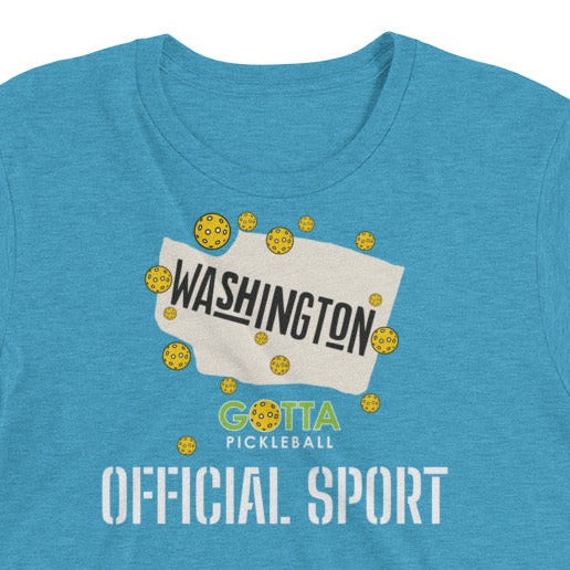pickleball t-shirt Washington state pickleball official state sport gotta pickleball aqua blue