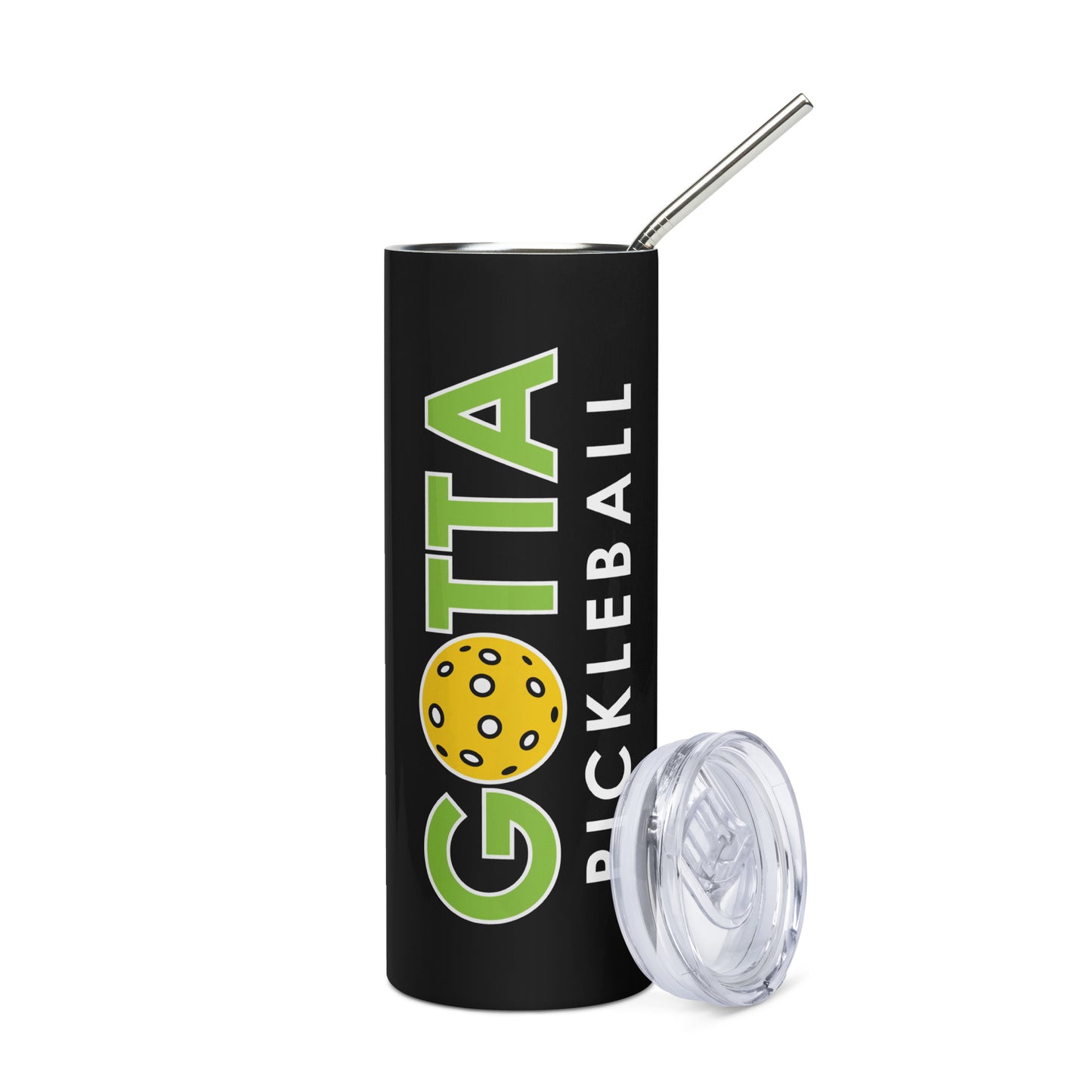 Stainless Steel Tumbler: Gotta Pickleball Green Logo Black