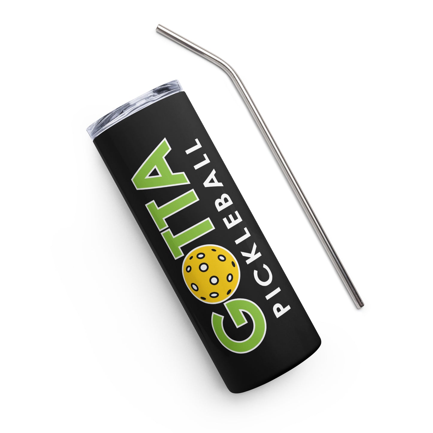 Stainless Steel Tumbler: Gotta Pickleball Green Logo Black