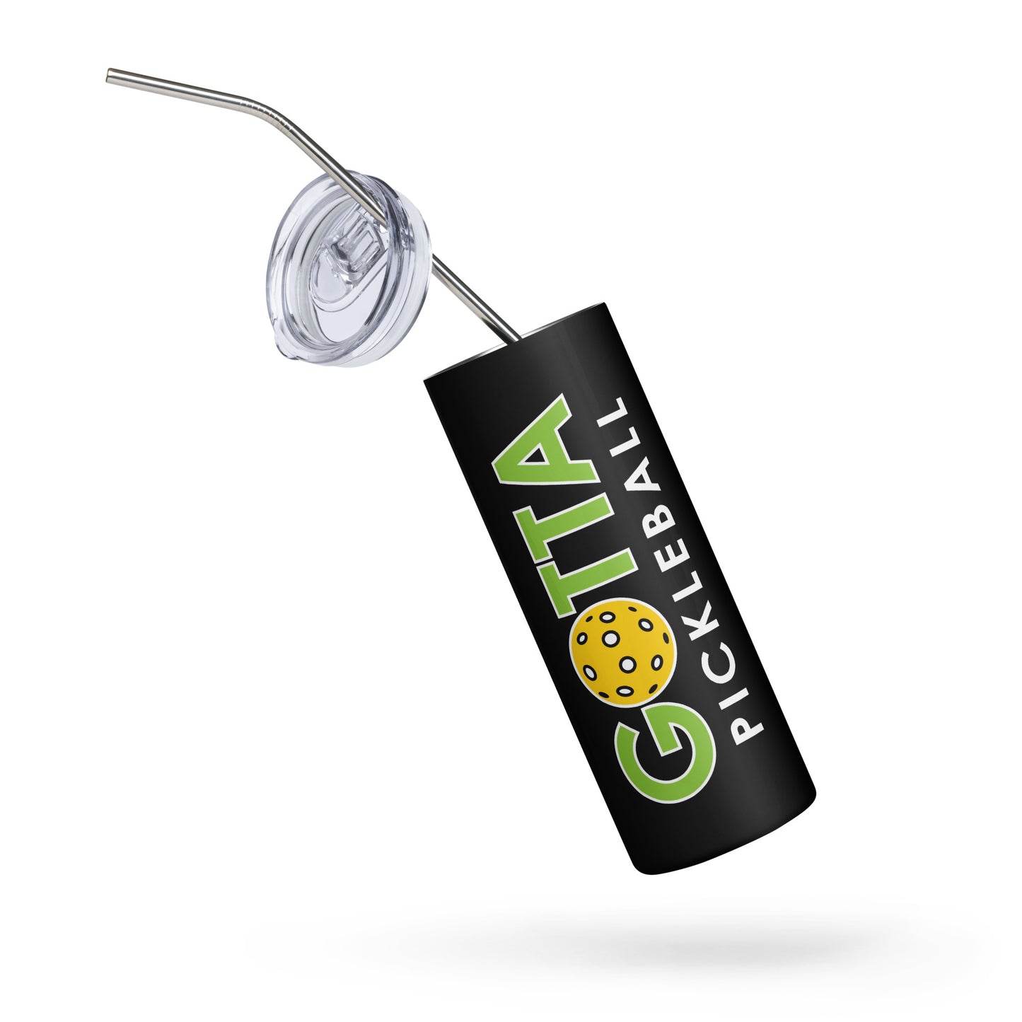 Stainless Steel Tumbler: Gotta Pickleball Green Logo Black