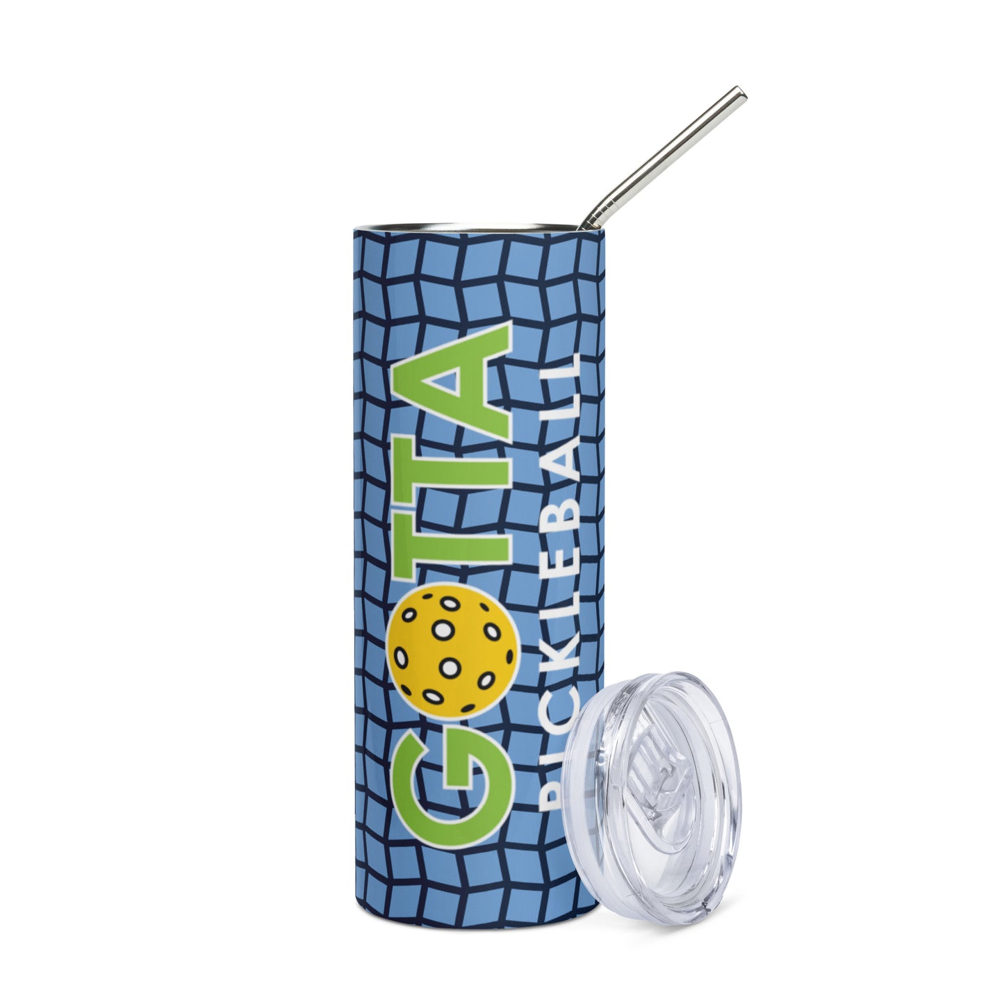 Stainless Steel Tumbler: Gotta Pickleball Logo Green Blue Net