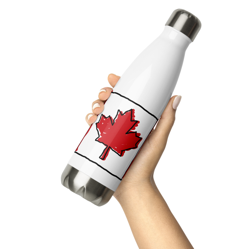 Stainless Steel Water Bottle: Canada Flag Maple Leaf