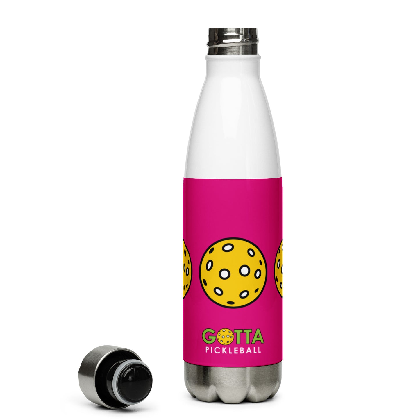 Stainless Steel Water Bottle: Pickleballs Medium Red Violet