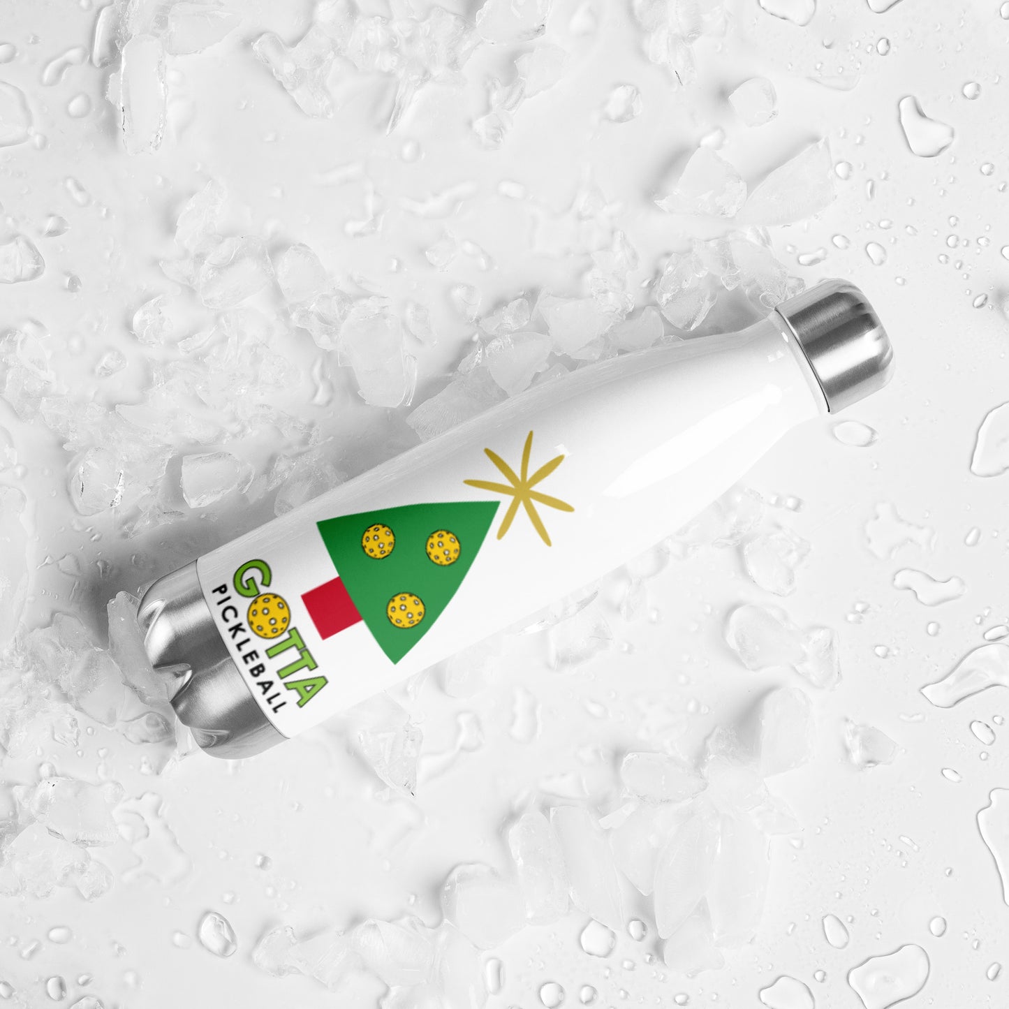 Stainless Steel Water Bottle: Pickleball Christmas Tree