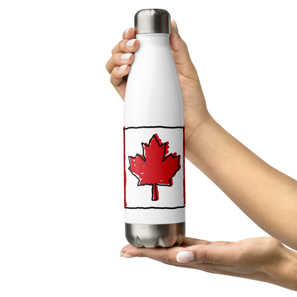 Stainless Steel Water Bottle: Canada Flag Maple Leaf