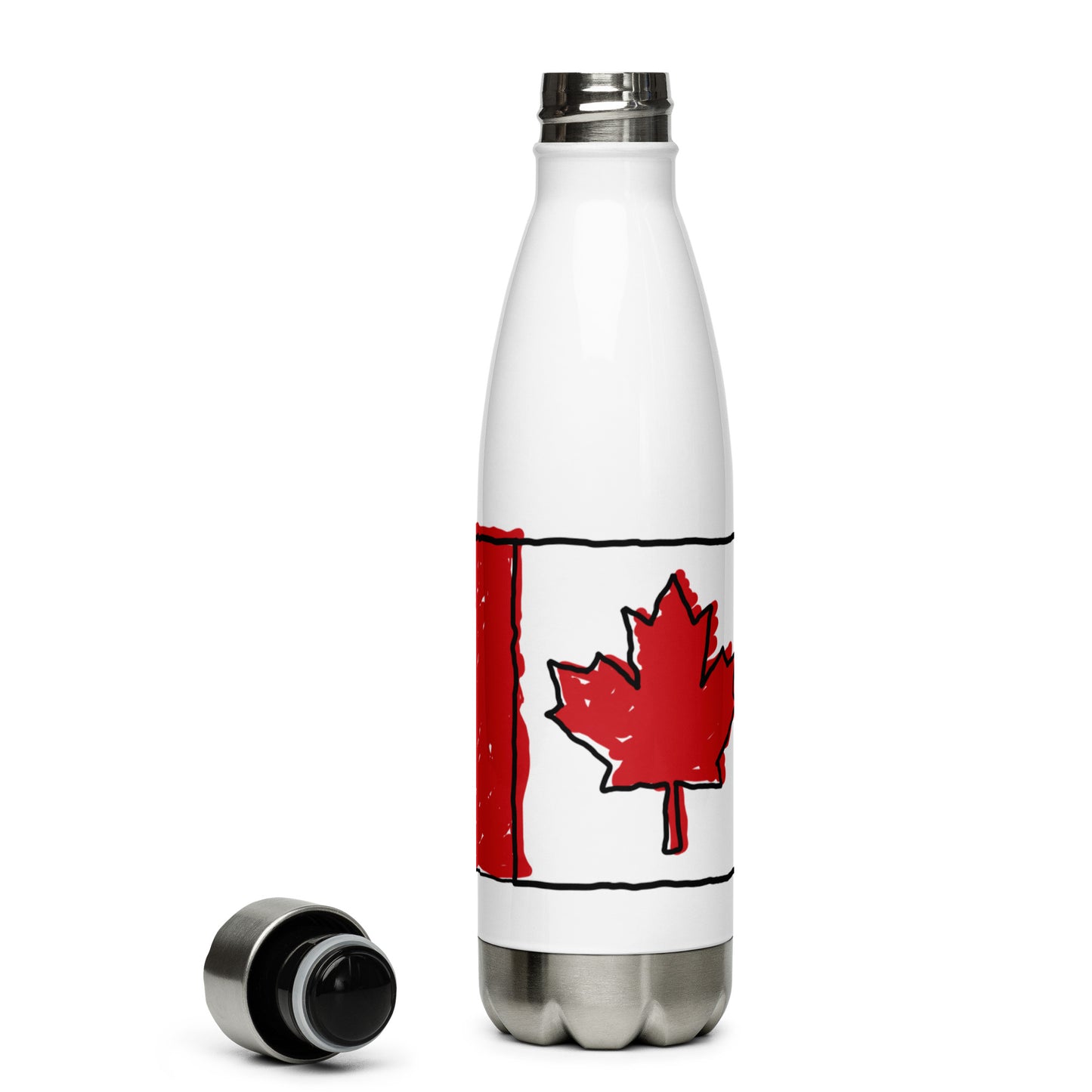 Stainless Steel Water Bottle: Canada Flag Maple Leaf