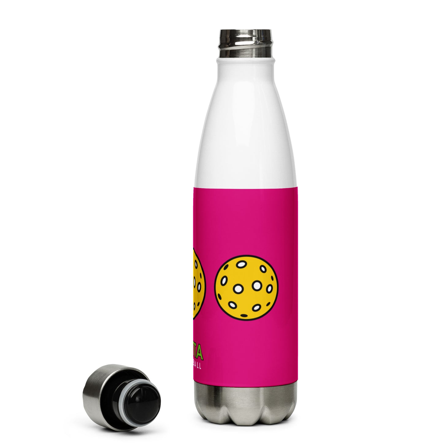 Stainless Steel Water Bottle: Pickleballs Medium Red Violet