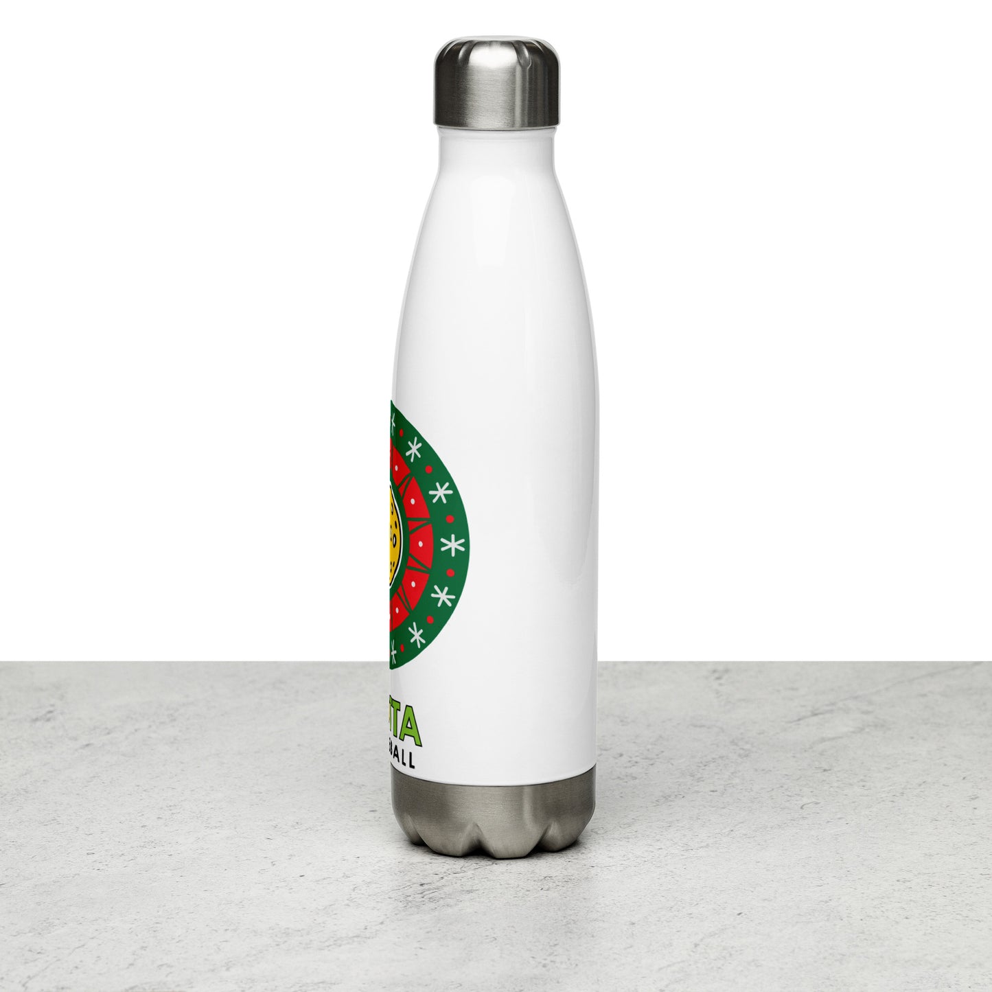 Stainless Steel Water Bottle: Pickleball Christmas Wreath