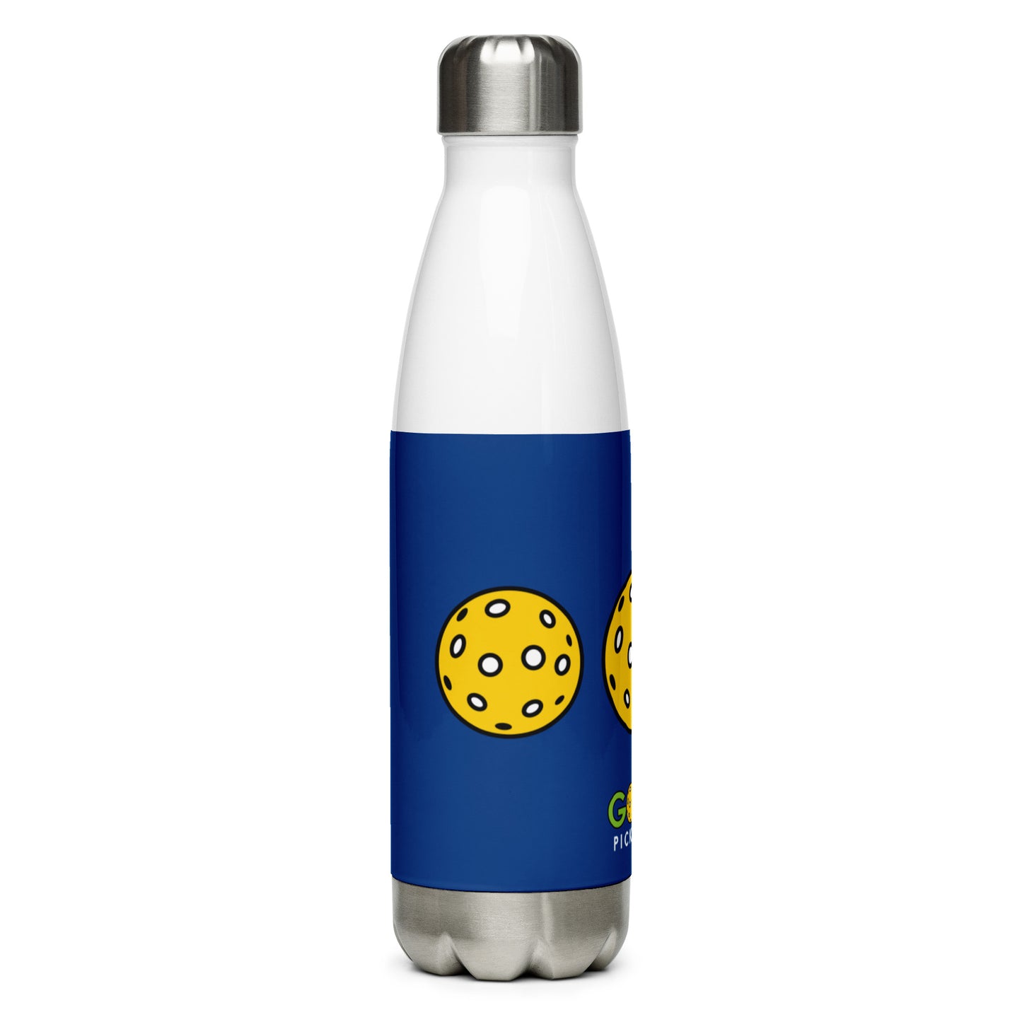 Stainless Steel Water Bottle: Pickleballs Dark Cerulean Blue