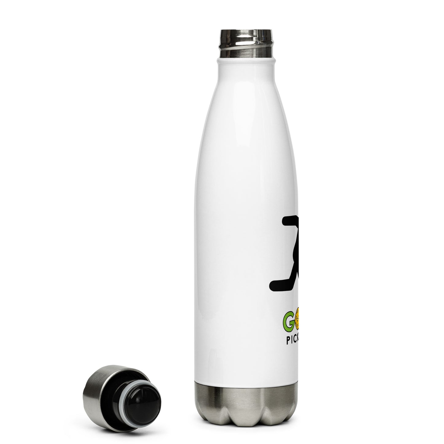 Stainless Steel Water Bottle: Pickleball Player Mascot Ozzie
