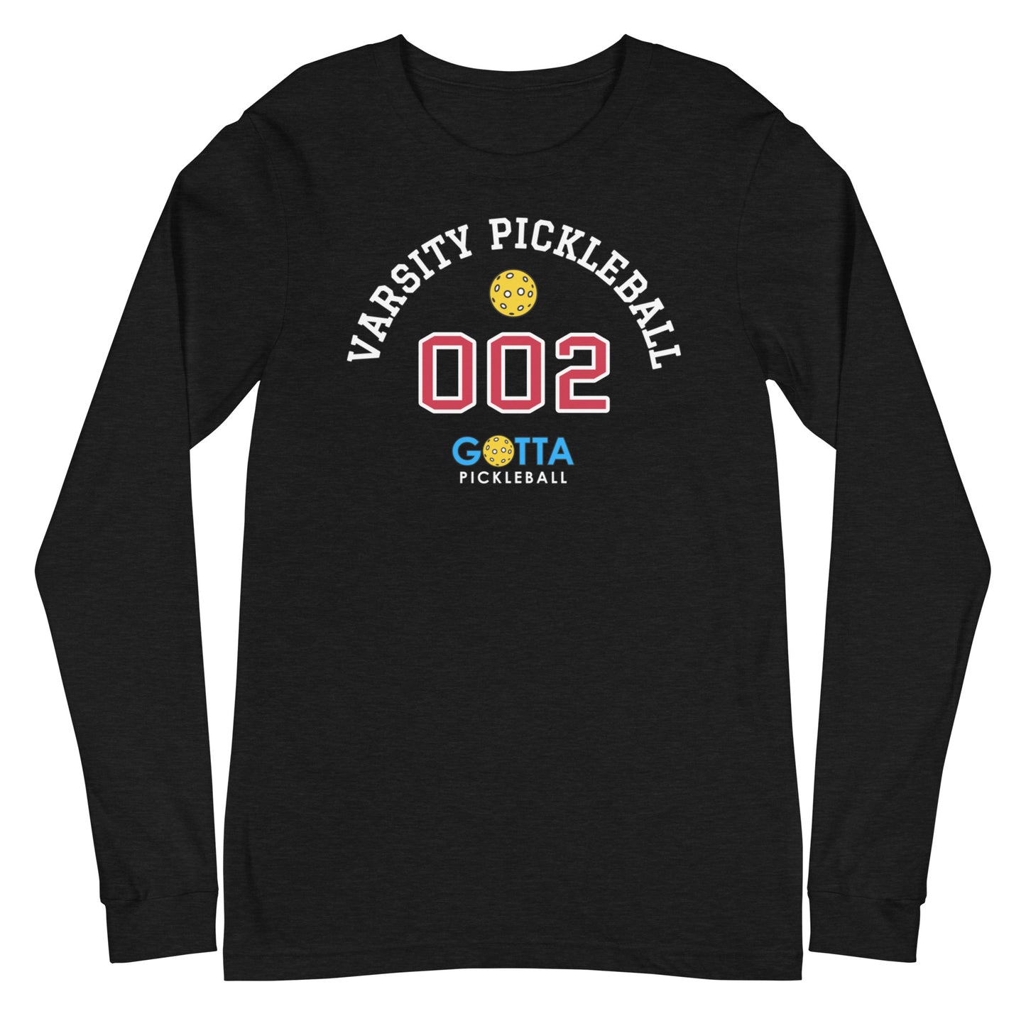 Unisex Long Sleeve Tee: VARSITY PICKLEBALL 002 (more colors)