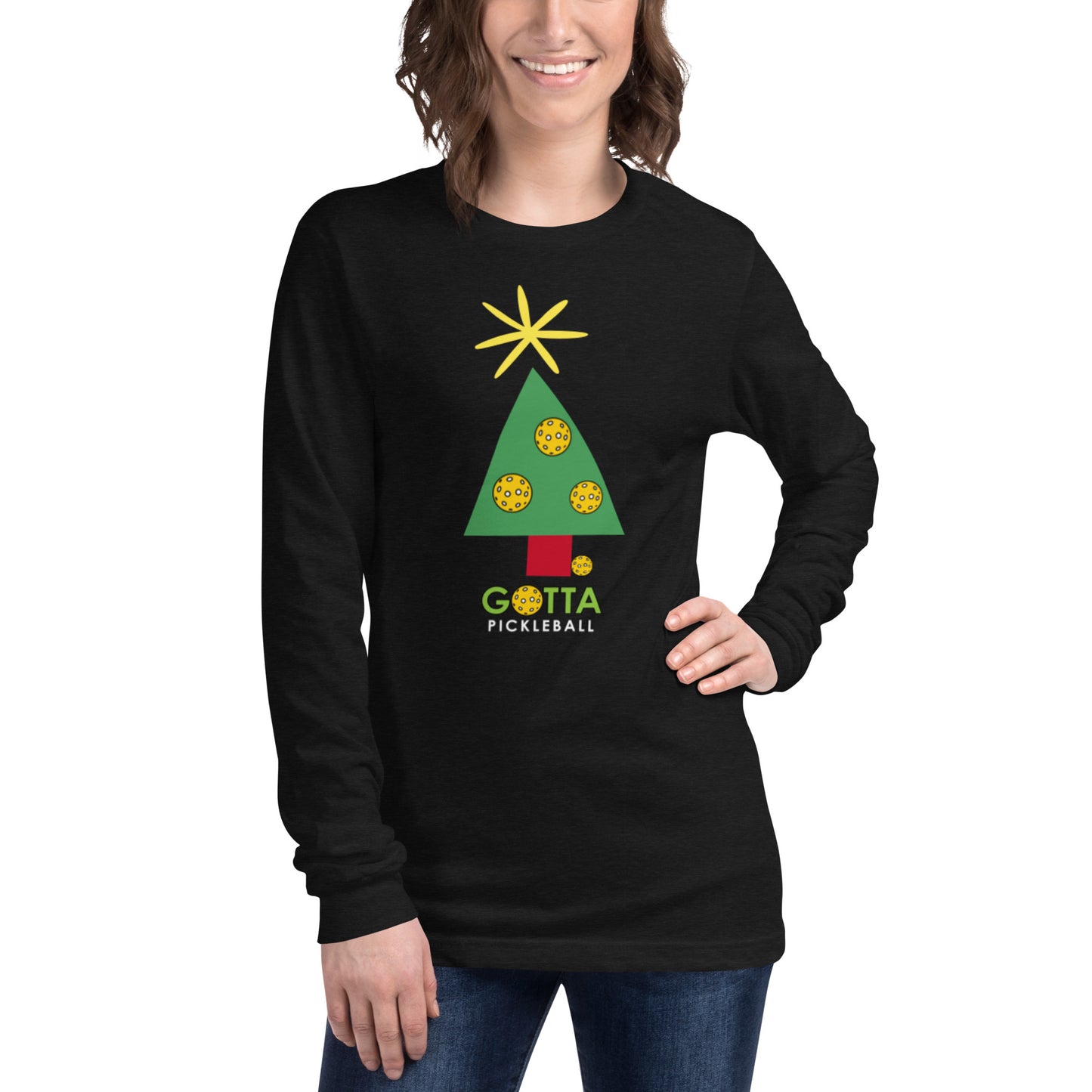 Unisex Long Sleeve Tee: PICKLEBALL CHRISTMAS TREE (more colors)