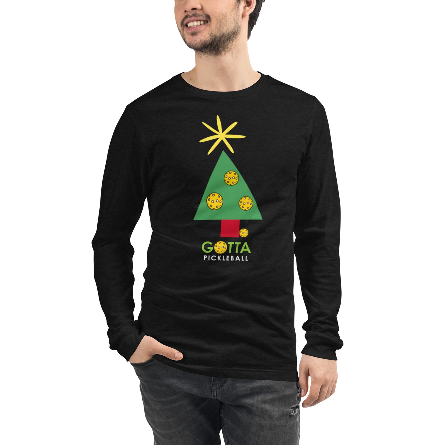 Unisex Long Sleeve Tee: PICKLEBALL CHRISTMAS TREE (more colors)