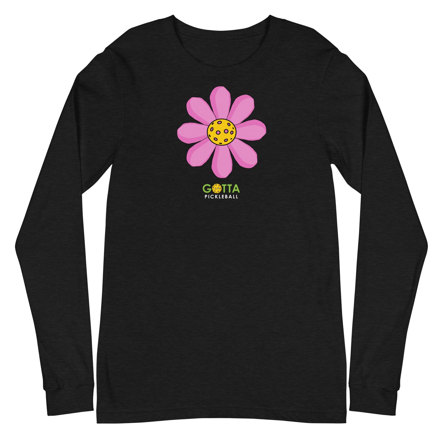 Unisex Long Sleeve Tee: PINK PICKLEBALL FLOWER (more colors)