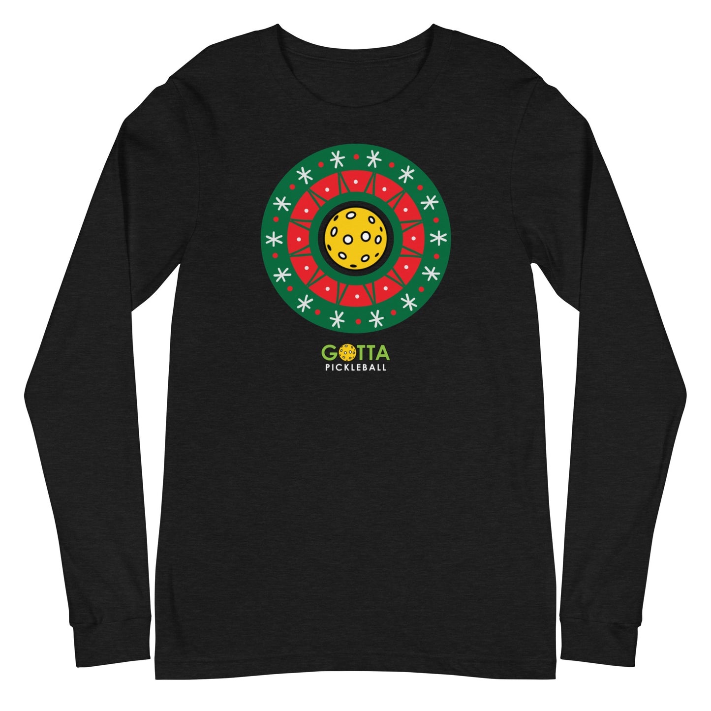 Unisex Long Sleeve Tee: PICKLEBALL CHRISTMAS WREATH (more colors)