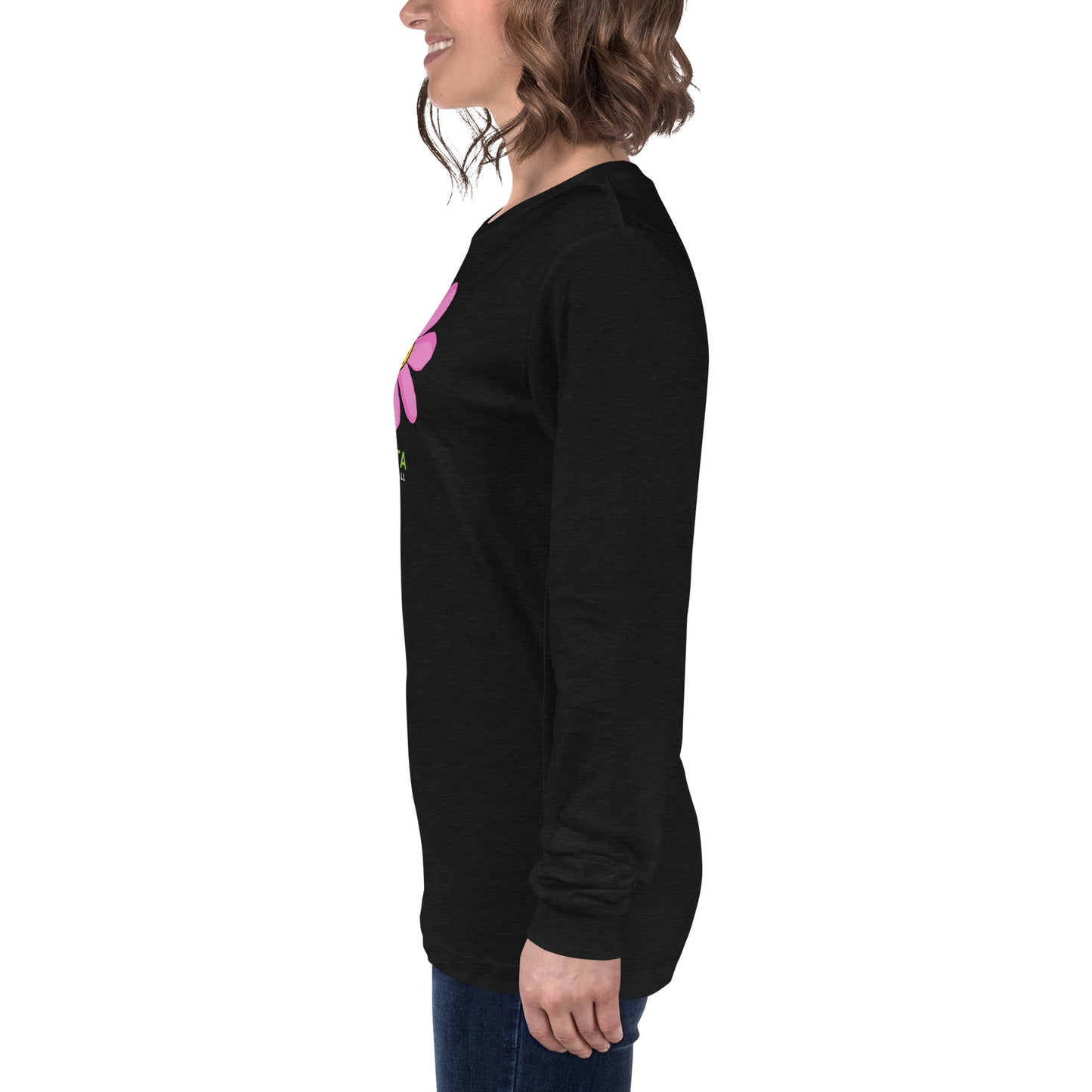 Unisex Long Sleeve Tee: PINK PICKLEBALL FLOWER (more colors)