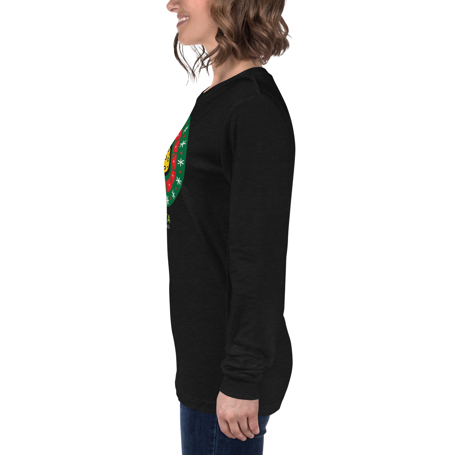 Unisex Long Sleeve Tee: PICKLEBALL CHRISTMAS WREATH (more colors)