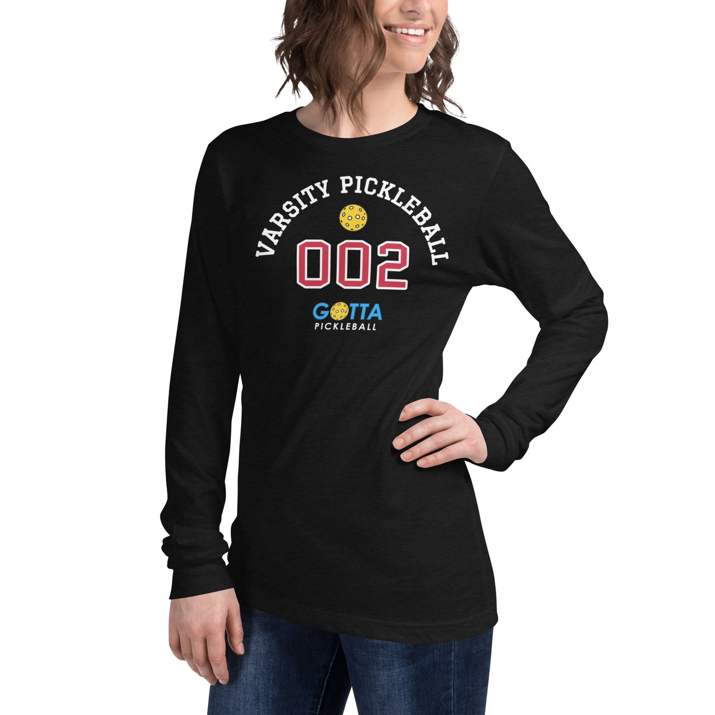 Unisex Long Sleeve Tee: VARSITY PICKLEBALL 002 (more colors)