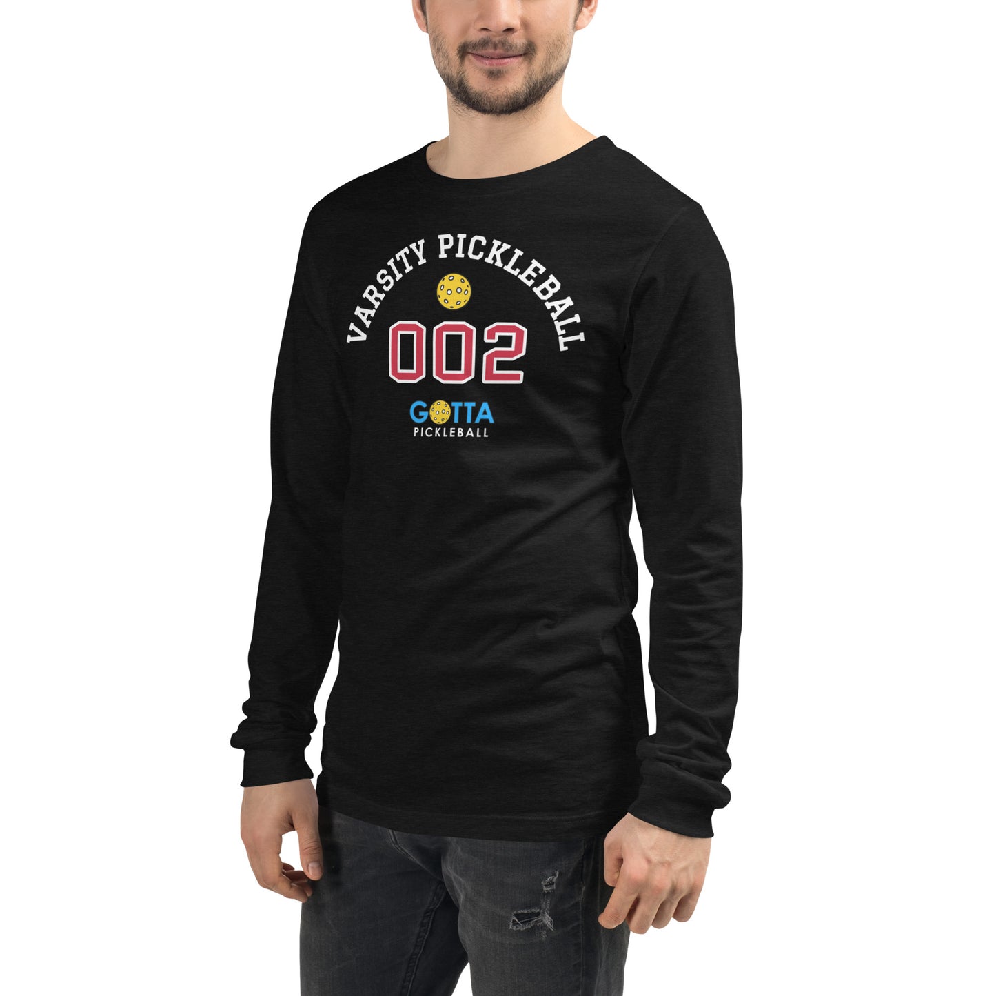 Unisex Long Sleeve Tee: VARSITY PICKLEBALL 002 (more colors)