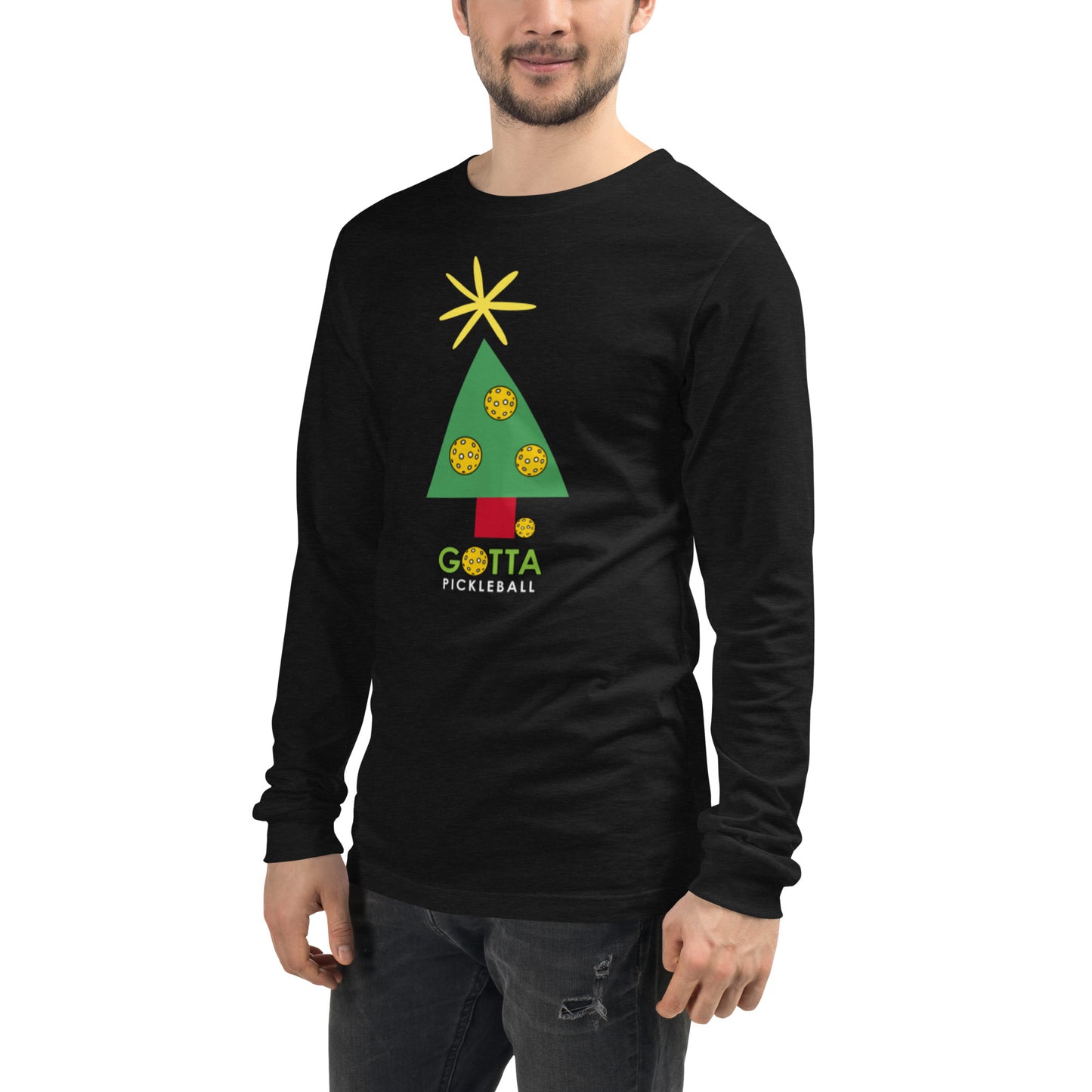 Unisex Long Sleeve Tee: PICKLEBALL CHRISTMAS TREE (more colors)