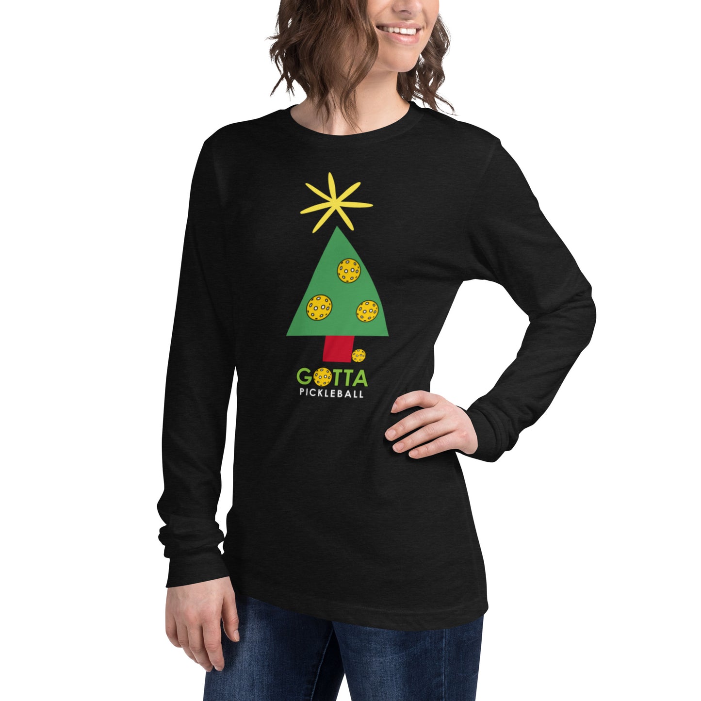 Unisex Long Sleeve Tee: PICKLEBALL CHRISTMAS TREE (more colors)