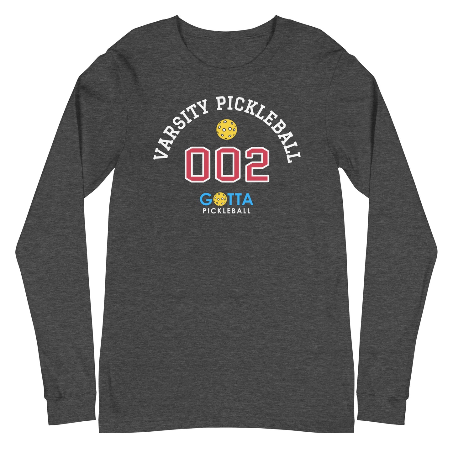 Unisex Long Sleeve Tee: VARSITY PICKLEBALL 002 (more colors)