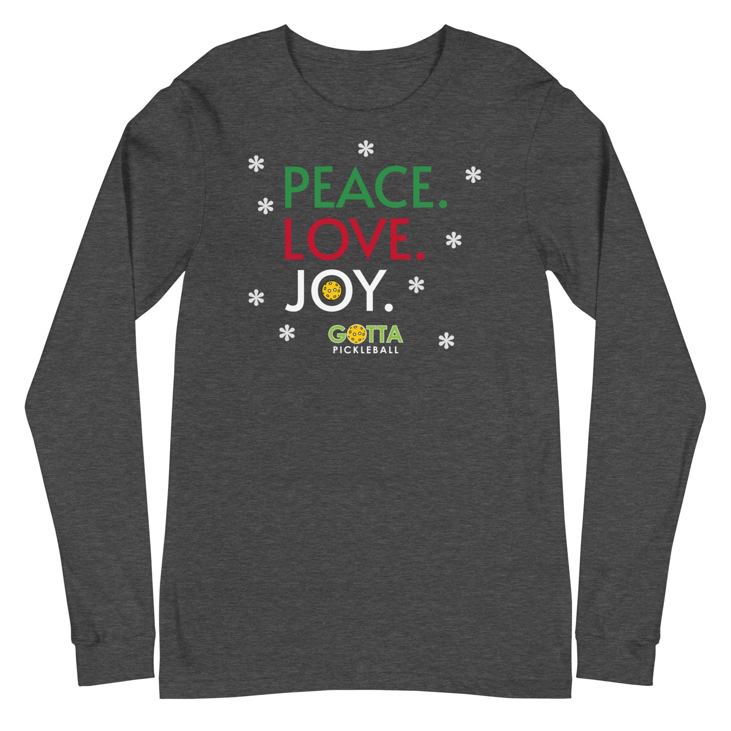 Unisex Long Sleeve Tee: PEACE LOVE JOY (more colors)