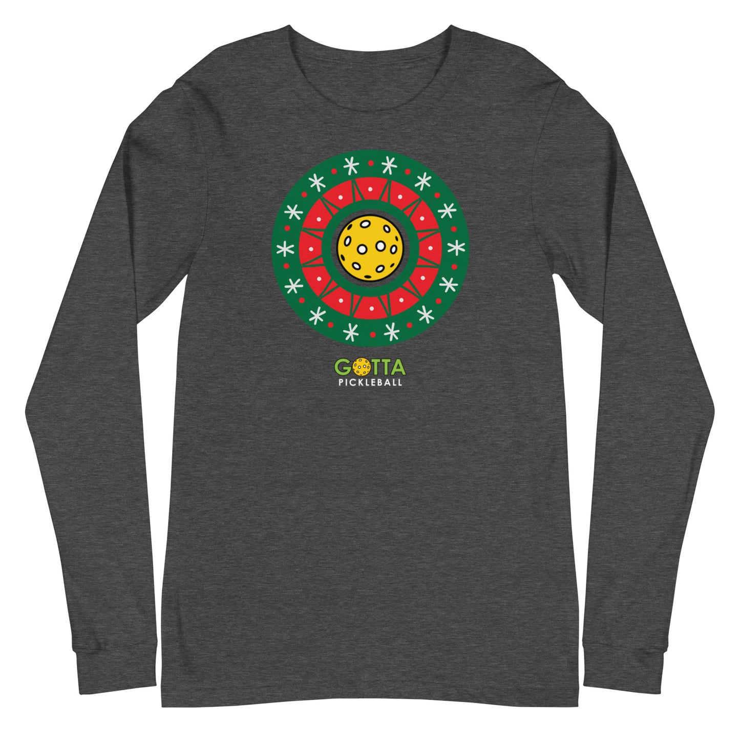 Unisex Long Sleeve Tee: PICKLEBALL CHRISTMAS WREATH (more colors)