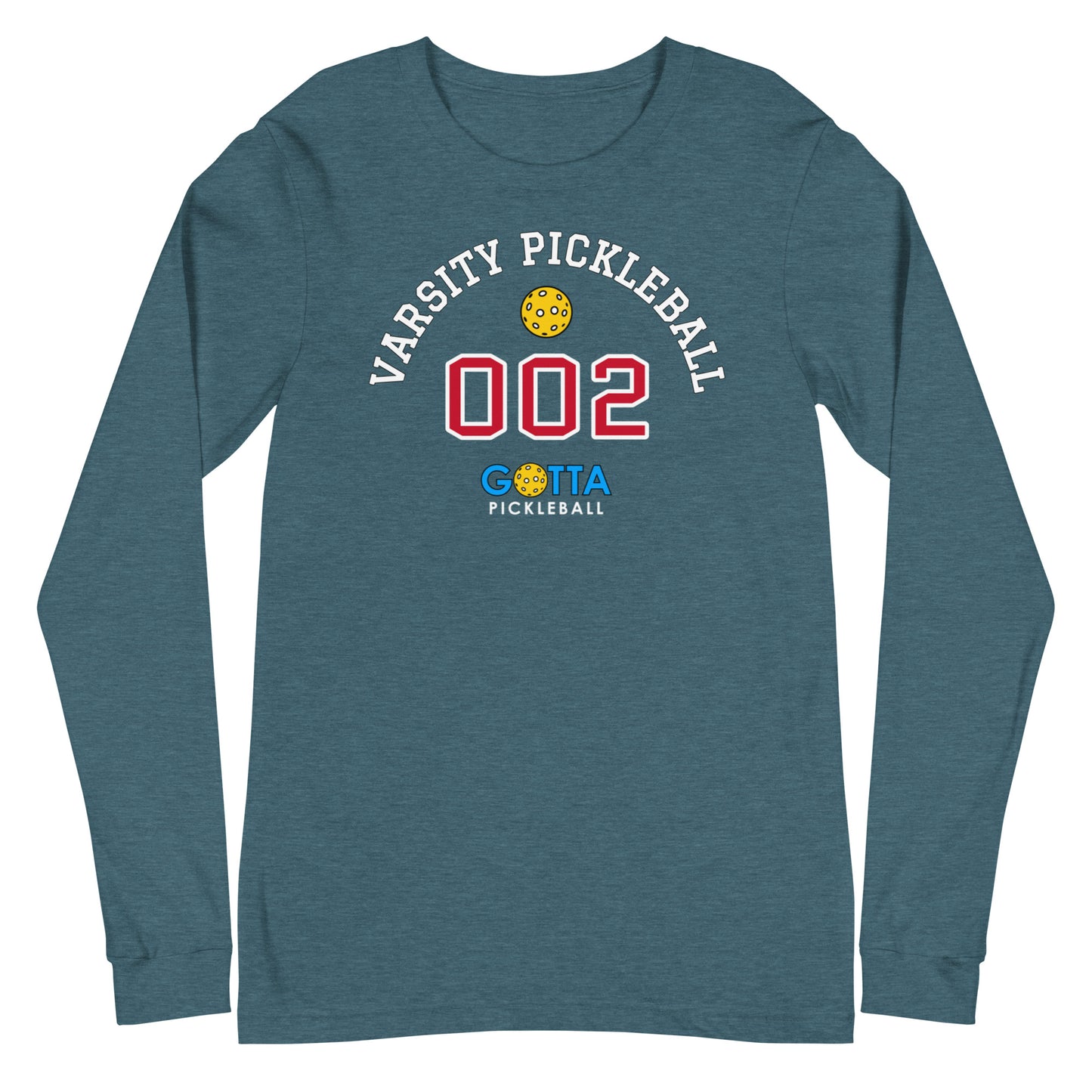 Unisex Long Sleeve Tee: VARSITY PICKLEBALL 002 (more colors)