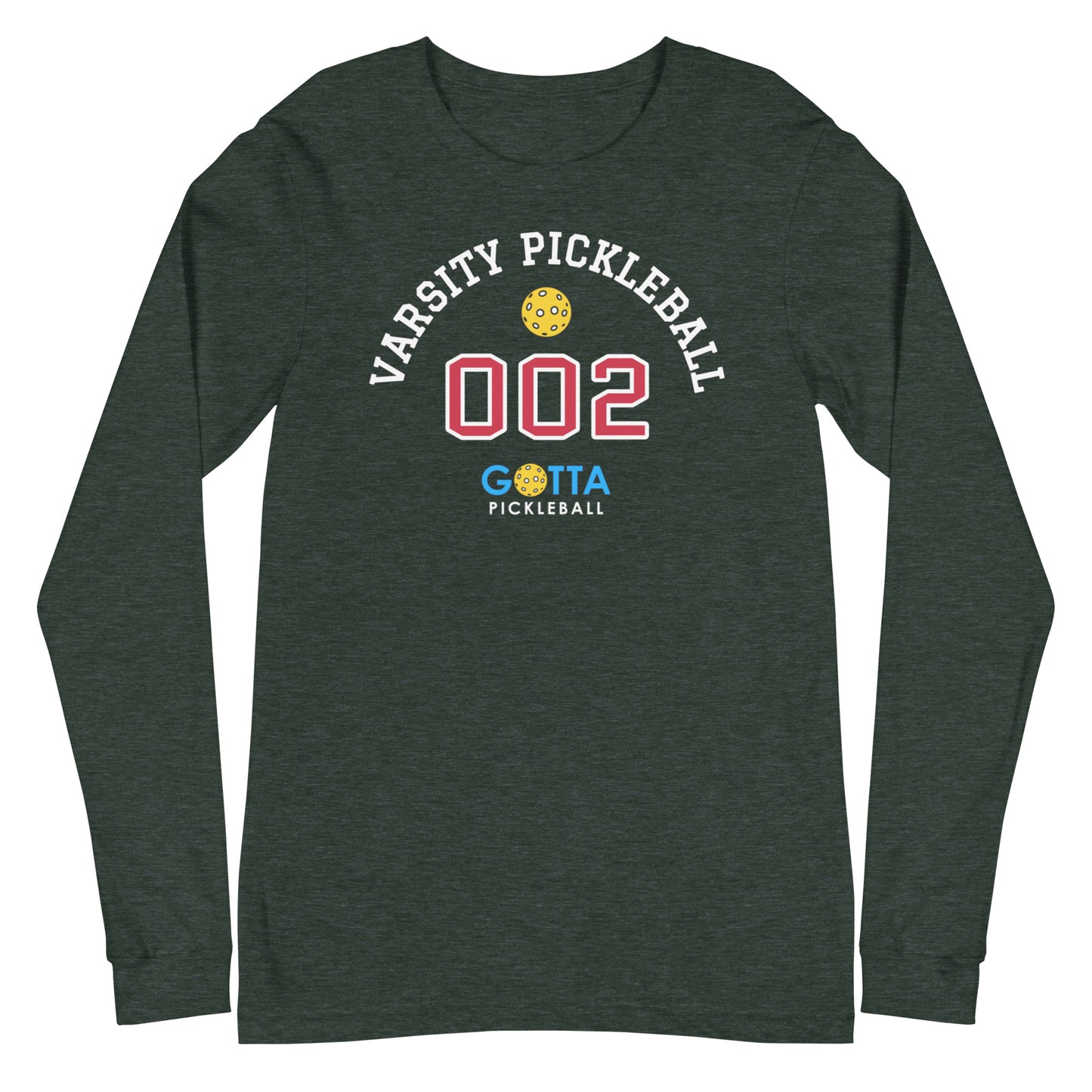 Unisex Long Sleeve Tee: VARSITY PICKLEBALL 002 (more colors)