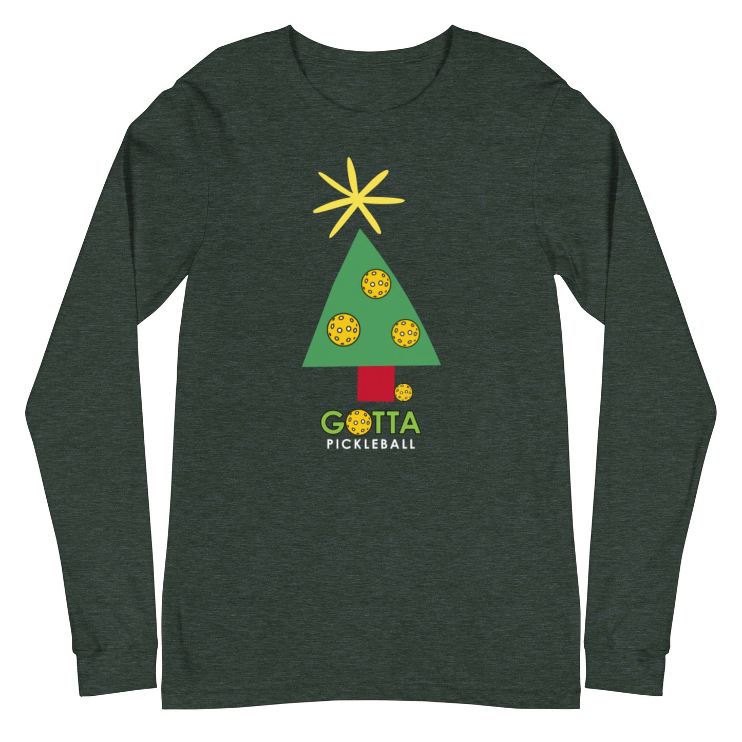 Unisex Long Sleeve Tee: PICKLEBALL CHRISTMAS TREE (more colors)