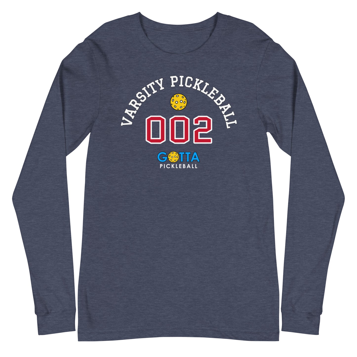 Unisex Long Sleeve Tee: VARSITY PICKLEBALL 002 (more colors)