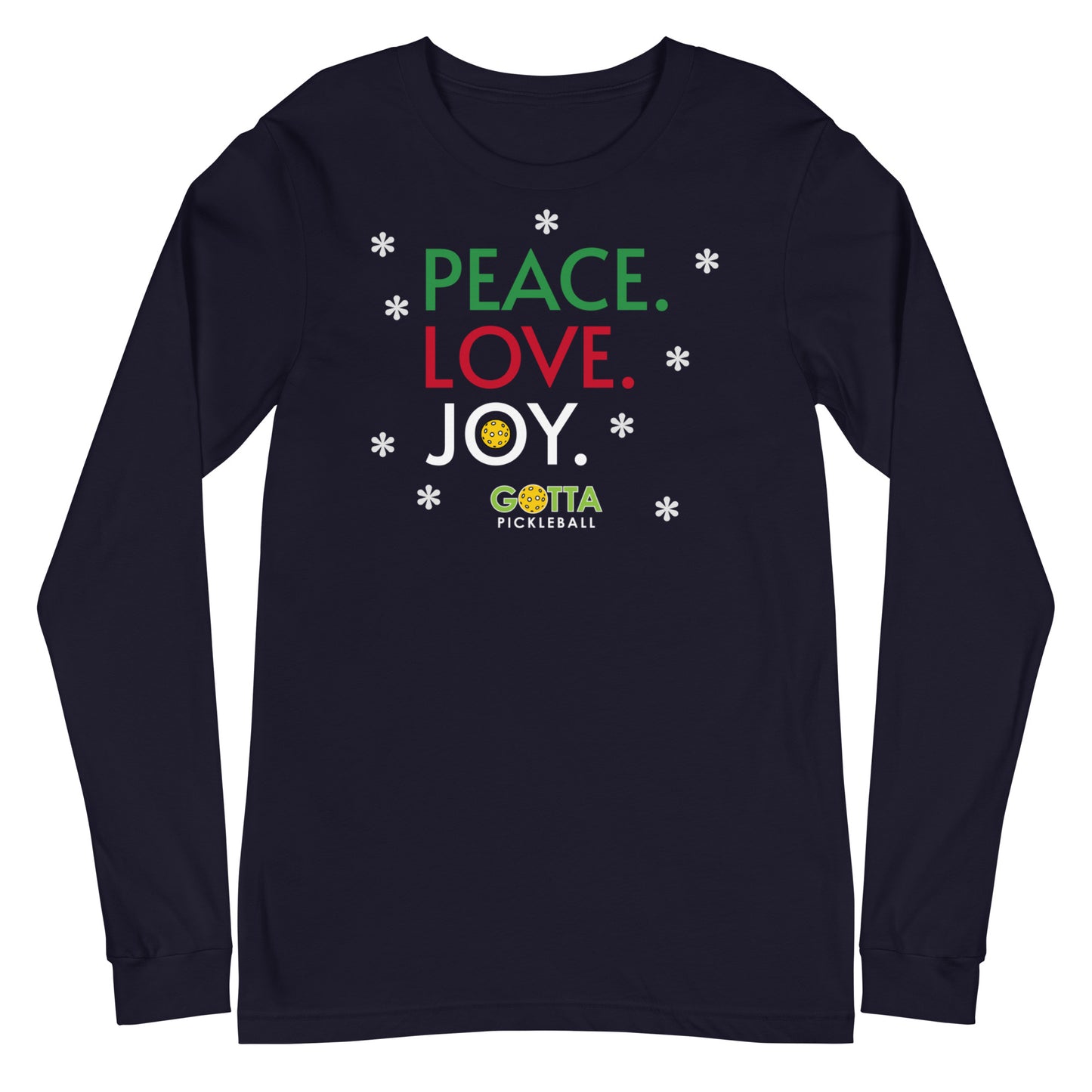 Unisex Long Sleeve Tee: PEACE LOVE JOY (more colors)