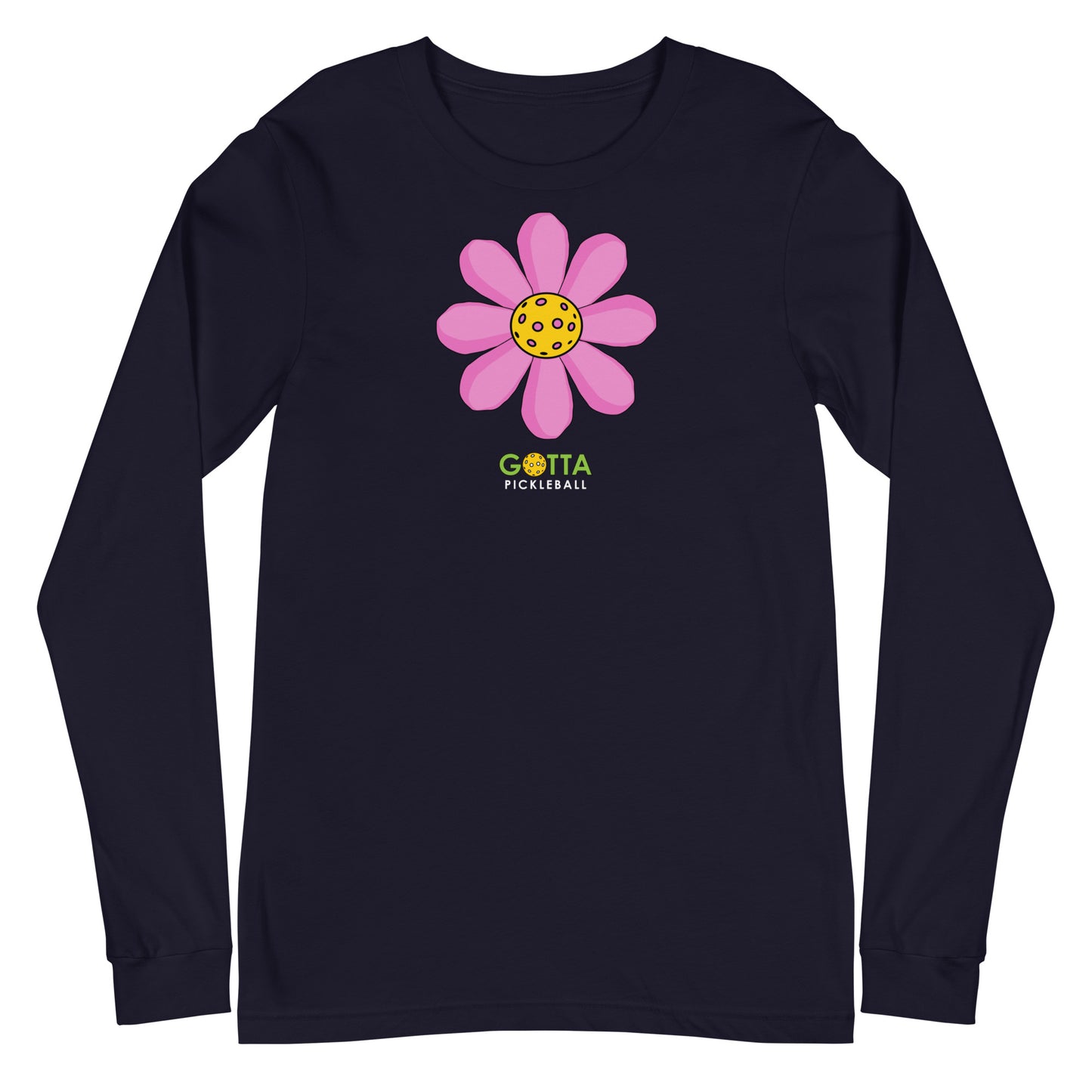 Unisex Long Sleeve Tee: PINK PICKLEBALL FLOWER (more colors)