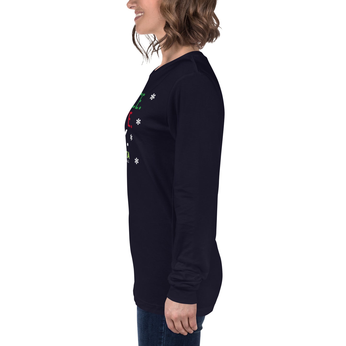 Unisex Long Sleeve Tee: PEACE LOVE JOY (more colors)