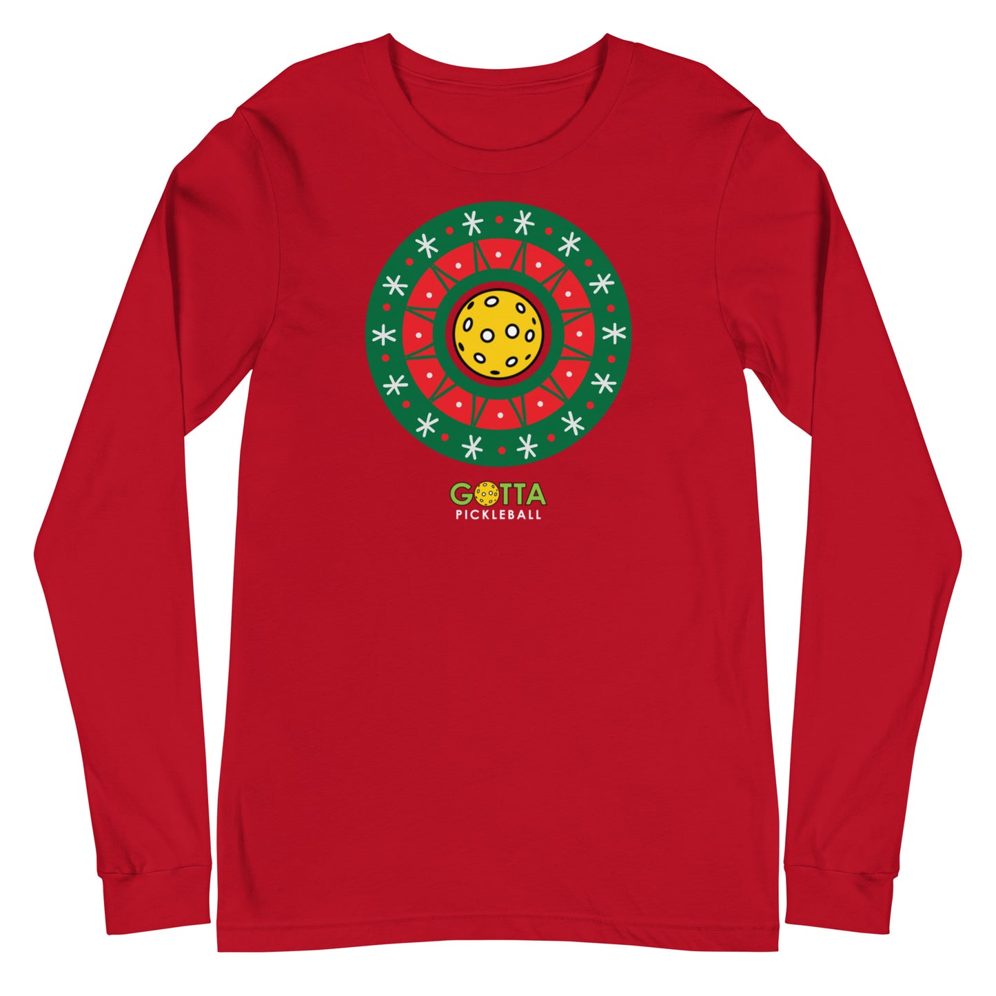 Unisex Long Sleeve Tee: PICKLEBALL CHRISTMAS WREATH (more colors)