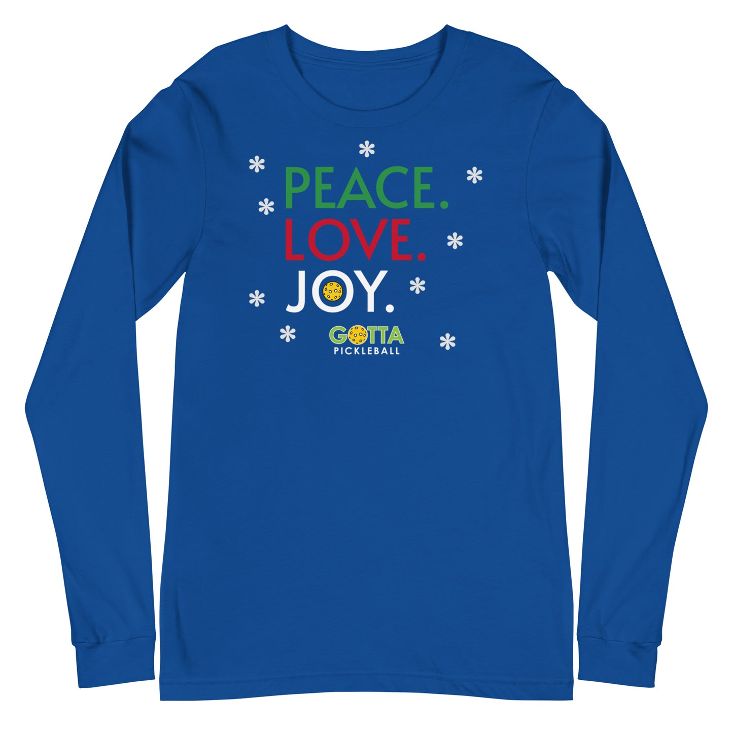 Unisex Long Sleeve Tee: PEACE LOVE JOY (more colors)