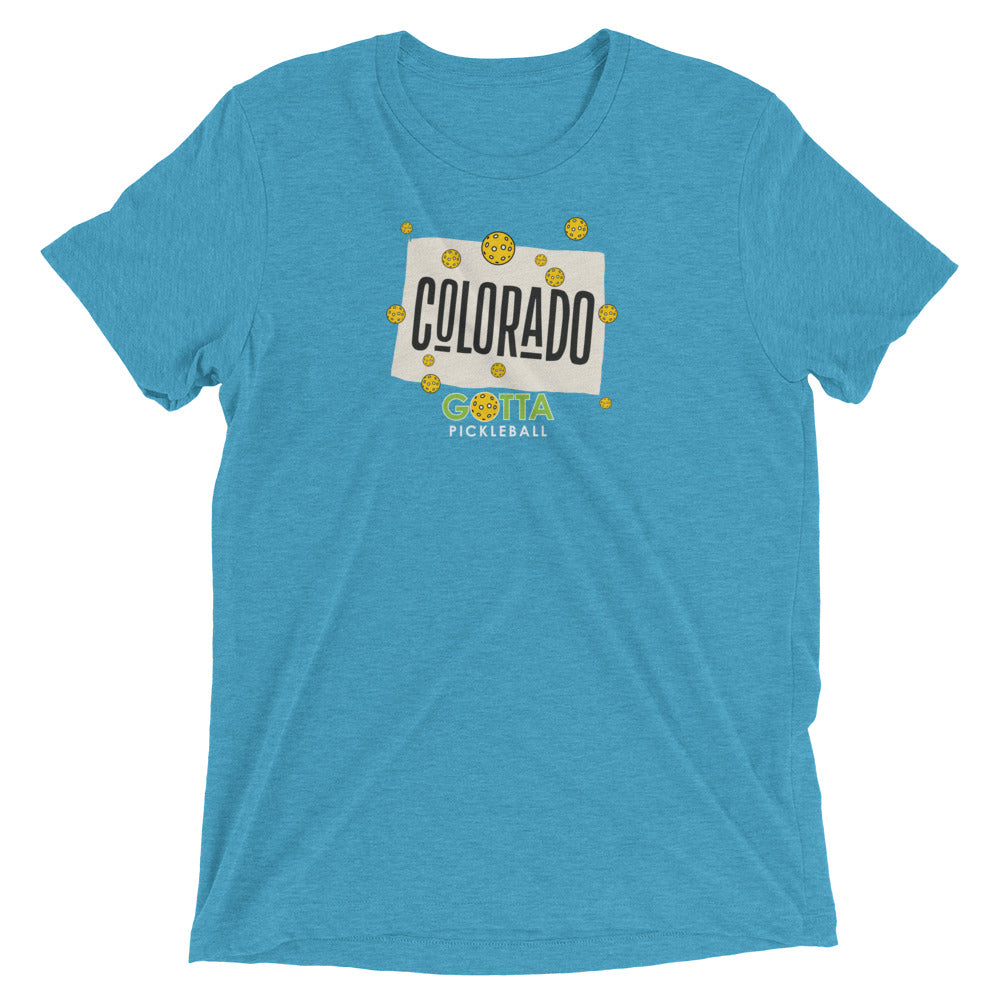 pickleball Colorado state gotta pickleball aqua blue t-shirt with pickleballs
